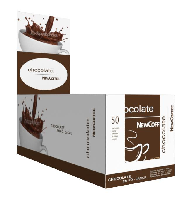Trinkschokolade mit 35% Kakaoanteil NewCoffee Chocolate 50x25g Tütchen im Karton