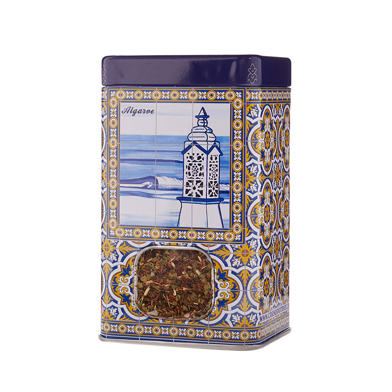 Eckige Teedose blau "Algarve" mit losem Tee Ihrer Wahl