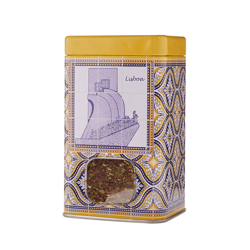 Eckige Teedose gelb "Lisboa" mit losem Tee Ihrer Wahl