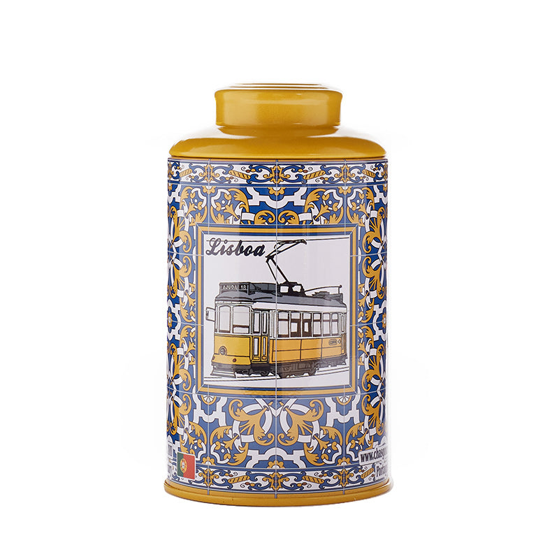 Runde Teedose gelb "Lisboa" mit Teebeuteln Ihrer Wahl